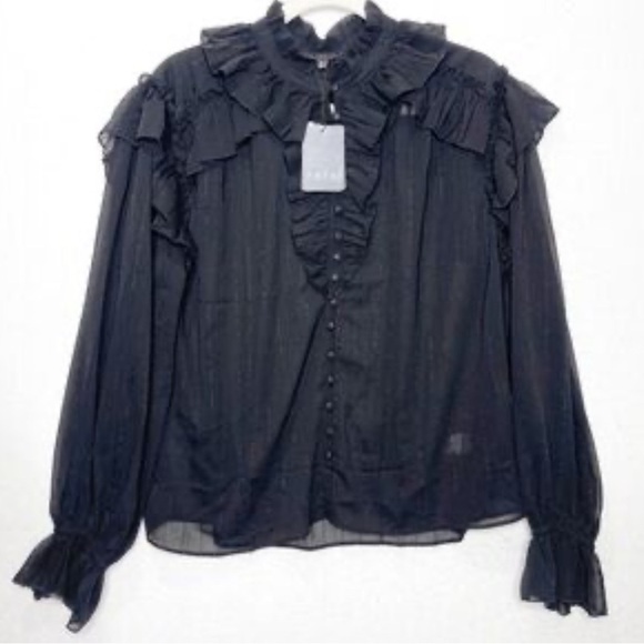 NWT Fate Sheer Black Lace Blouse M Whimsigoth Witchcore Edwardian Vampire Top - Picture 11 of 13